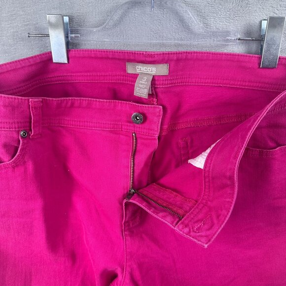 Chico's Cropped Ankle Jeans Womens Size 3 High Rise Five Design Pockets Pink - Picture 5 of 12